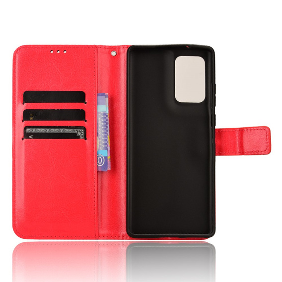 Θήκη με πτερύγιο για Motorola Edge 50 Fusion 5G, Crazy Horse Wallet, κόκκινη