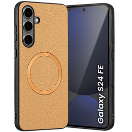 Θήκη για Samsung Galaxy S24 FE, Leather Hybrid MagSafe, χρυσή