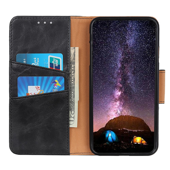 Θήκη με πτερύγιο για OnePlus Nord 2 5G, Split Leather Wallet, μαύρη