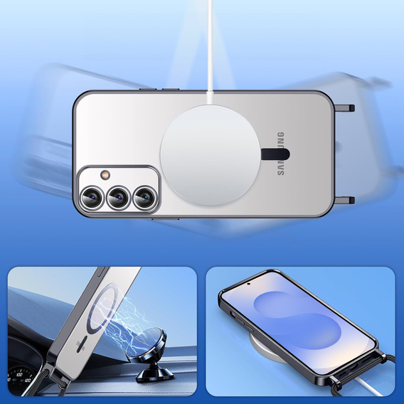 Θήκη για Samsung Galaxy S25, Electro MagSafe, μαύρη + κορδόνι
