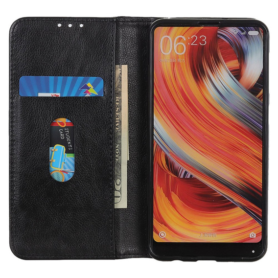 Θήκη για Xiaomi 14T, Wallet Litchi Leather, μαύρη