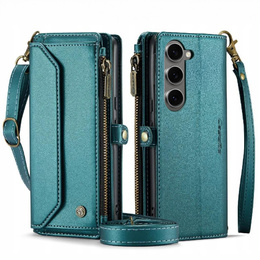 θήκη CASEME για Samsung Galaxy S24 FE, RFID Leather Wallet, με λουράκι ώμου, πράσινη
