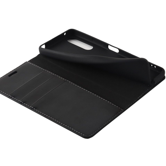 Θήκη με πτερύγιο για Sony Xperia 10 IV, Split Leather Wallet, μαύρη