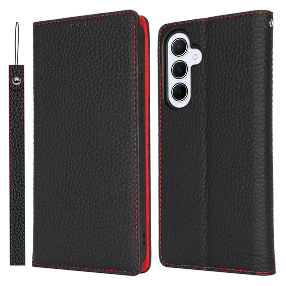 Θήκη με πτερύγιο για Samsung Galaxy S24 FE, Litchi Skin Grain, μαύρη