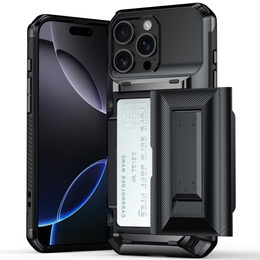 Θήκη TPU + PC με χώρο για κάρτα, μαύρη για iPhone 16 Pro Max