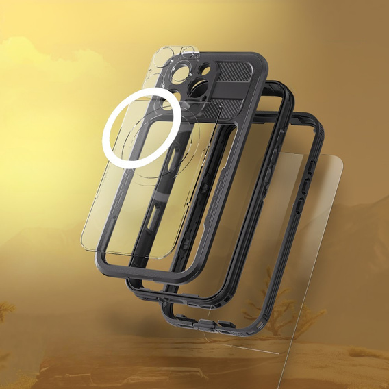 Αδιάβροχη θήκη IP68 για iPhone 16 Pro, SHELLBOX MagSafe, μαύρη