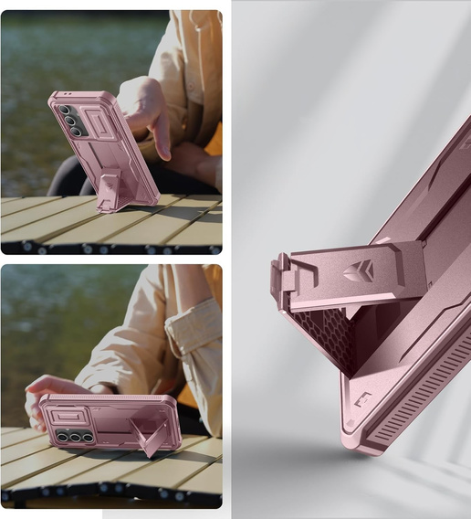 Θωρακισμένη θήκη για Samsung Galaxy S24 FE, Dexnor Full Body (Two Frames), ροζ rose gold