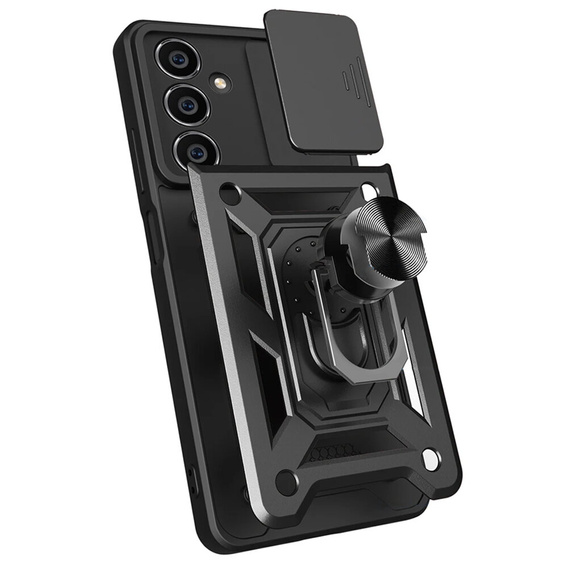 Θωρακισμένη θήκη για Samsung Galaxy S23 FE, θωρακισμένο Slide Ring, μαύρο + γυαλί 9H