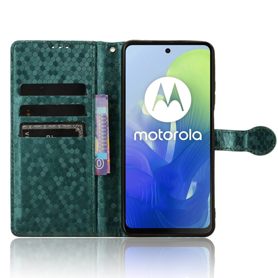 θήκη πτερύγιο για Motorola Moto G24 / G24 Power / G04, Wallet Rhombus, πράσινη