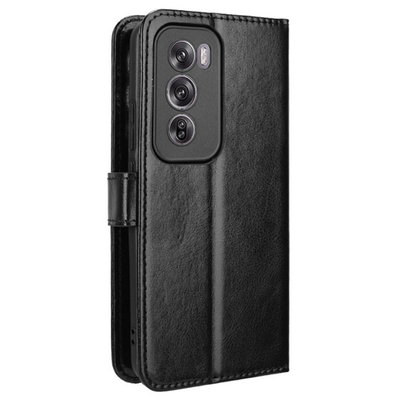 Θήκη με πτερύγιο για Oppo Reno 12, Crazy Horse Wallet, μαύρη