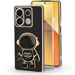 θήκη για το Xiaomi Redmi Note 13 5G, Astronaut, μαύρη + μετριασμένο γυαλί 9H
