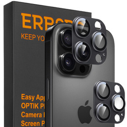 Γυαλί κάμερας για iPhone 16 Pro / 16 Pro Max, μαύρο μεταλλικό κάλυμμα ERBORD