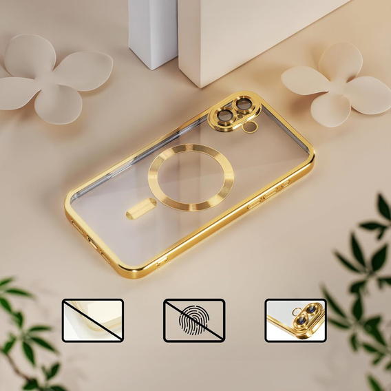 Θήκη για iPhone 16, Electro MagSafe, χρυσή + Γυαλί για την οθόνη