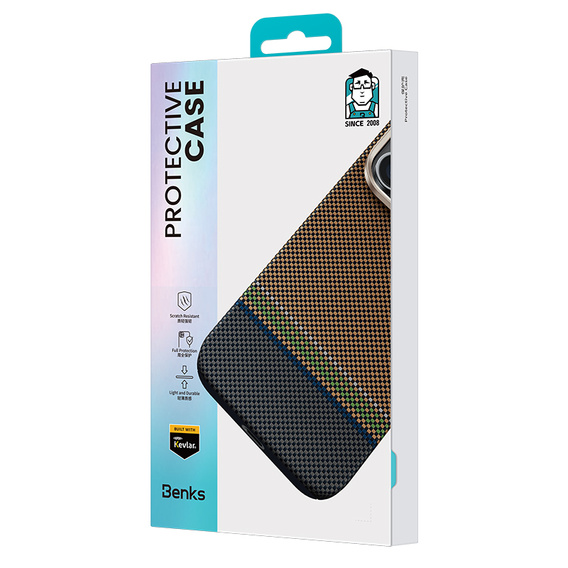 Θήκη BENKS Kevlar Magnetic Armor Pro Prestige 600D Y066 για MagSafe με ενεργό κουμπί για iPhone 16 Pro Max