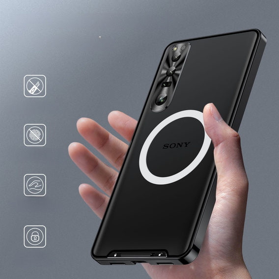 θήκη προστασίας κάμερας για το Sony Xperia 1 V, CamShield MagSafe, διαφανής / μαύρη