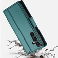 Θήκη για Samsung Galaxy S24, ERBORD Glossy Litchi, πορτοφόλι με πτερύγιο, πράσινη