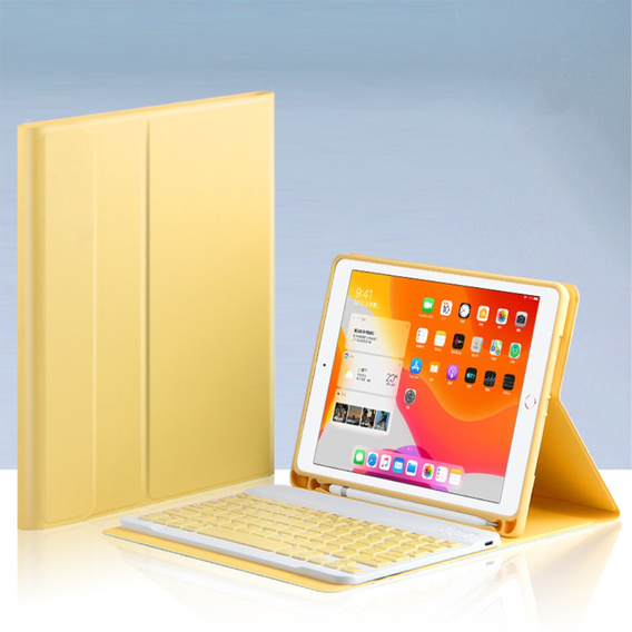 Θήκη + πληκτρολόγιο iPad 10.2 2019 / 2020 / 2021, κίτρινη