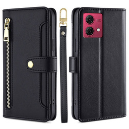 Θήκη με πτερύγιο για Motorola Moto G84 5G, Wallet Zipper Pocket, μαύρη