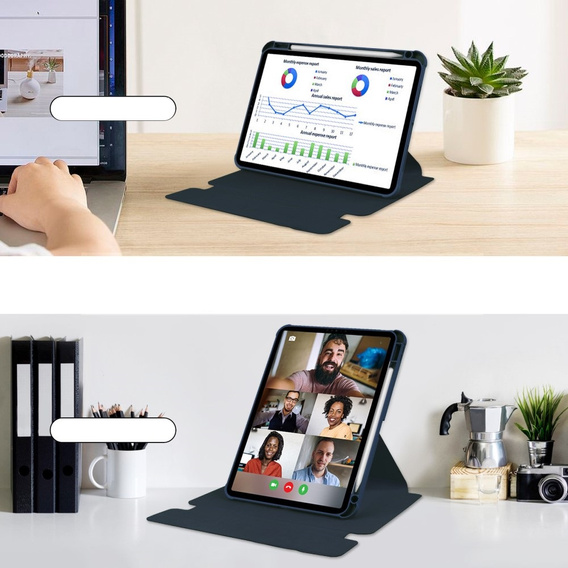 Θήκη πληκτρολογίου για iPad Pro 11" 2024 (5 gen.), Rotary 360° Leather, σκούρο μπλε