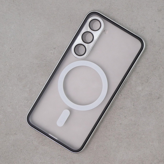 Μαγνητική θήκη MagSafe Dual Glass για Samsung Galaxy S23+ Plus, ασημένια