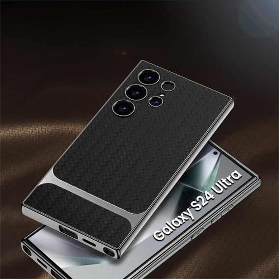 Θήκη για Samsung Galaxy S24 Ultra, GKK Woven Leather, μαύρη