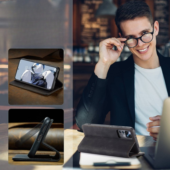 θήκη CASEME για Xiaomi 12T / 12T Pro, Leather Wallet Case, μαύρη