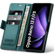 Θήκη για Oppo Reno 13F / Oppo Reno 13FS, ERBORD Glossy Litchi, πορτοφόλι με πτερύγιο, πράσινη