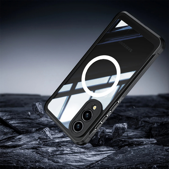 Θήκη για Samsung Galaxy S25 Edge, Shockproof, με γυαλί, για MagSafe, μαύρη