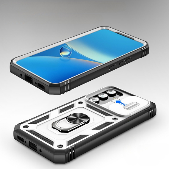 Θήκη για Samsung Galaxy A54 5G, CamShield Slide, λευκό / μαύρο