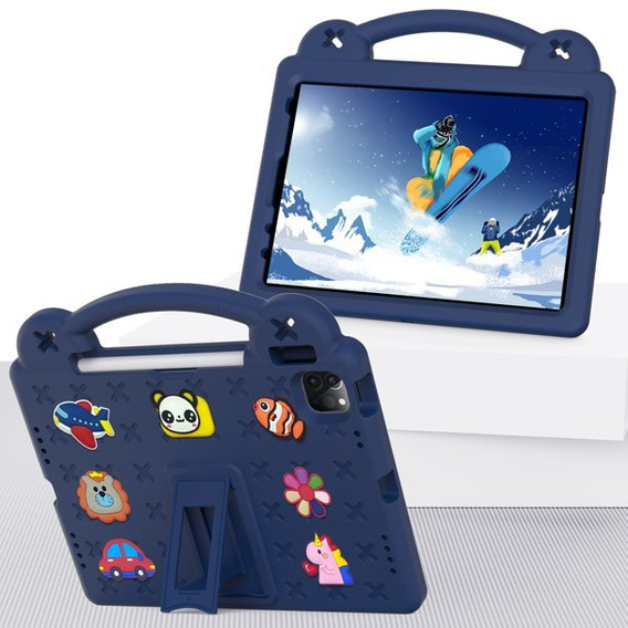 Παιδική θήκη για iPad Air 10.9" 2022/2020 (5/4 gen.) / Pro 11" 2022/2021/2020 (4/3/2 gen.), Cute Patterns, με βάση, σκούρο μπλε