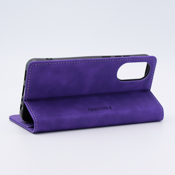 Θήκη για Oppo A78 4G, ERBORD Vintage, πορτοφόλι με πτερύγιο, μωβ