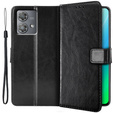 Θήκη με πτερύγιο για Motorola Edge 40 Neo, Crazy Horse Wallet, μαύρη