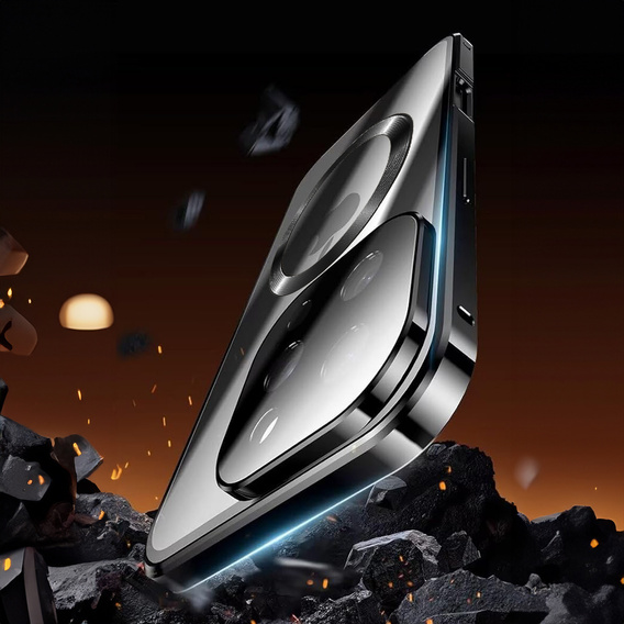 Μαγνητική θήκη MagSafe Dual Glass για iPhone 16 Pro, μαύρη