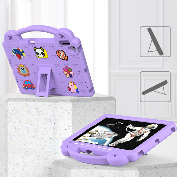 Παιδική θήκη για iPad 10.2" 2021/2020/2019 (9/8/7 gen.) / Air 10.5" 2019 (3 gen.), Cute Patterns, με βάση, μωβ