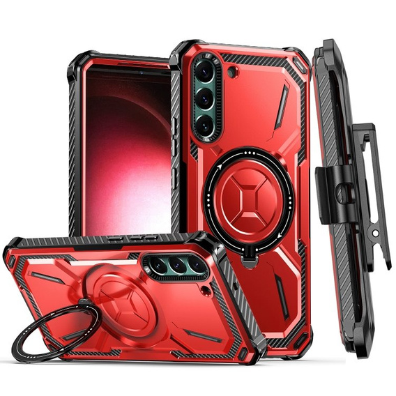 Θήκη για Samsung Galaxy S23 Plus, Heavy Duty Ring Belt Clip, κόκκινη