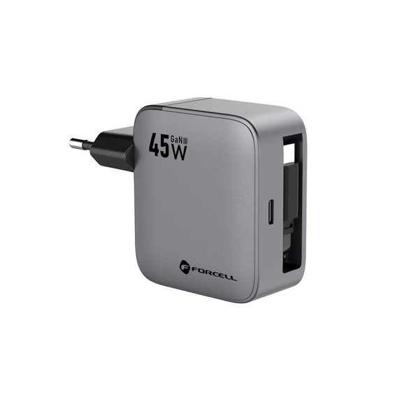 GaN φορτιστής δικτύου με καλώδιο USB-C 45 W Forcell F-Energy