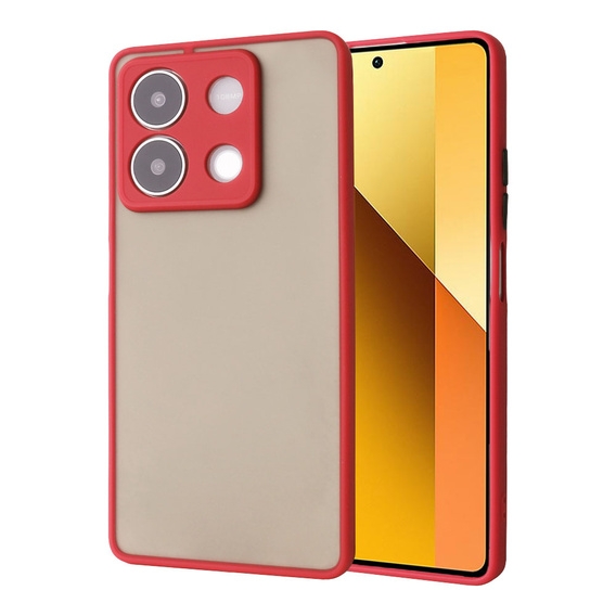 Θήκη σιλικόνης για Xiaomi Redmi Note 13 5G, με προστασία κάμερας, διαφανές / κόκκινο + Tempered Glass 9H