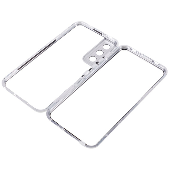 θήκη για το Samsung Galaxy S21, Magnetic Dual Glass, ασημένια