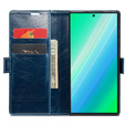 Θήκη με πτερύγιο για Samsung Galaxy S23 Ultra, ERBORD Waxy Wallet, μπλε