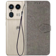 Θήκη με πτερύγιο για Motorola Edge 50 Ultra, Mandala, γκρι