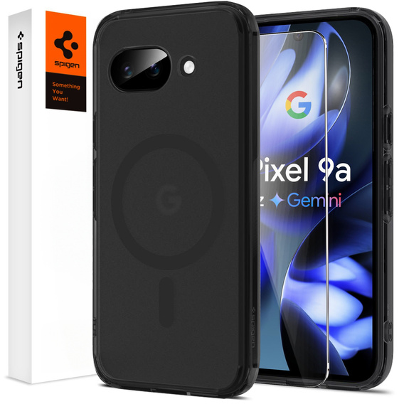 Θήκη MagSafe Spigen για Google Pixel 9A, Ultra Hybrid, ματ / μαύρο + Μετριασμένο γυαλί 9H
