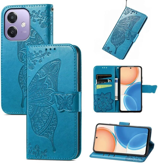 Θήκη με πτερύγιο για Oppo A40 / Oppo A40m, Butterfly, μπλε