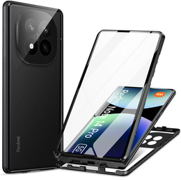 θήκη για το Xiaomi Redmi Note 14 Pro, Magnetic Dual Glass, μαύρη