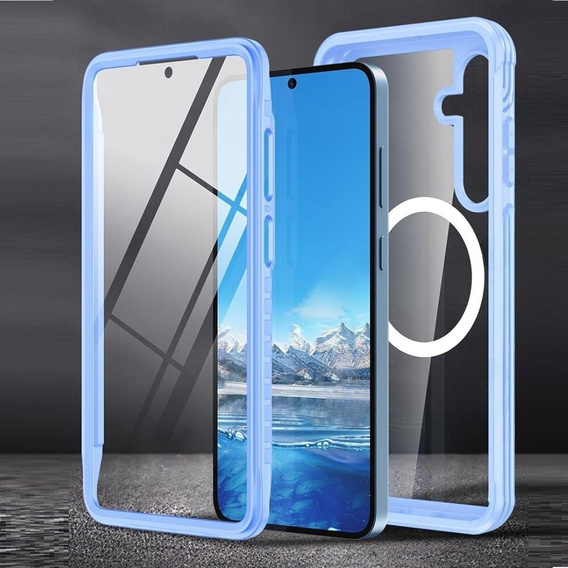 Θήκη για Samsung Galaxy S24 FE, Shockproof, με γυαλί, για MagSafe, μπλε