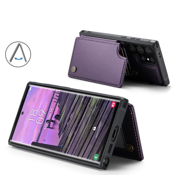 CASEME flip case για Samsung Galaxy S25 Ultra, Litchi Wallet, μωβ