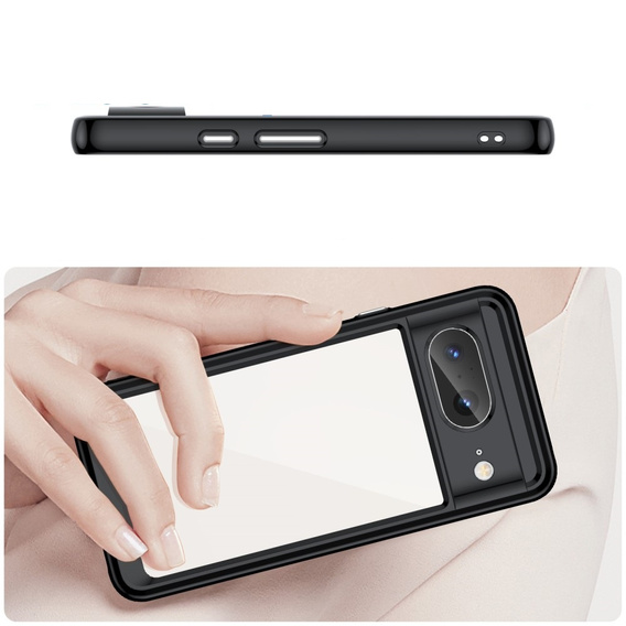 Θήκη για Google Pixel 8, Fusion Hybrid, με προστασία κάμερας, διαφανής / μαύρη