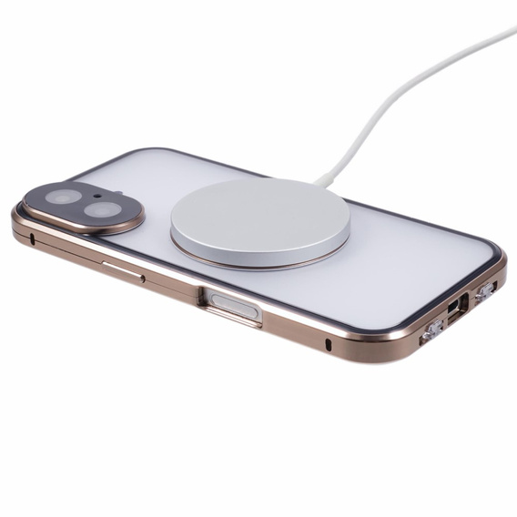 Μαγνητική θήκη MagSafe Dual Glass για iPhone 16, χρυσή