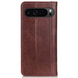 Θήκη με πτερύγιο για Google Pixel 10 Pro XL / 9 Pro XL, με τσέπη, δέρμα, καφέ