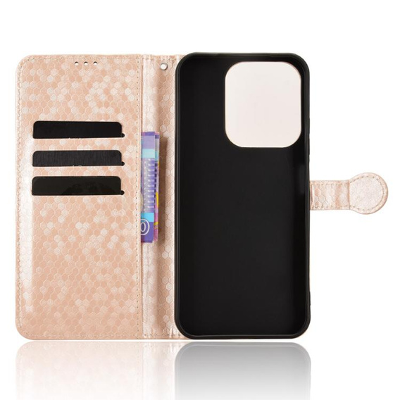 θήκη πτερύγιο για Xiaomi Redmi 15C 4G/LTE, Wallet Rhombus, χρυσή