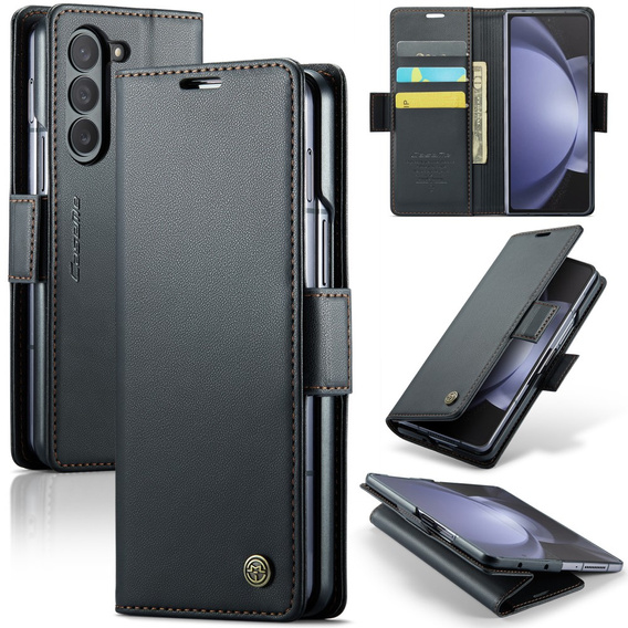 CASEME flip case για Samsung Galaxy Z Fold6 5G, Litchi Wallet, μαύρη